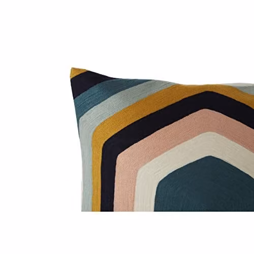 Orsina Bosie Ozella Hexagonal Design Embroidered Cotton Cushion, Multicolour, W: 45 cm, D: 45 cm, H: 3 cm – 8