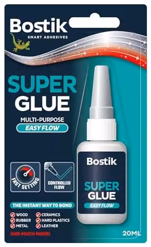 Bostik Super Glue Easy Flow Liquid 20ml – Ultra Strong, Rapid-Setting Cyanoacrylate Adhesive in Transparent – 1