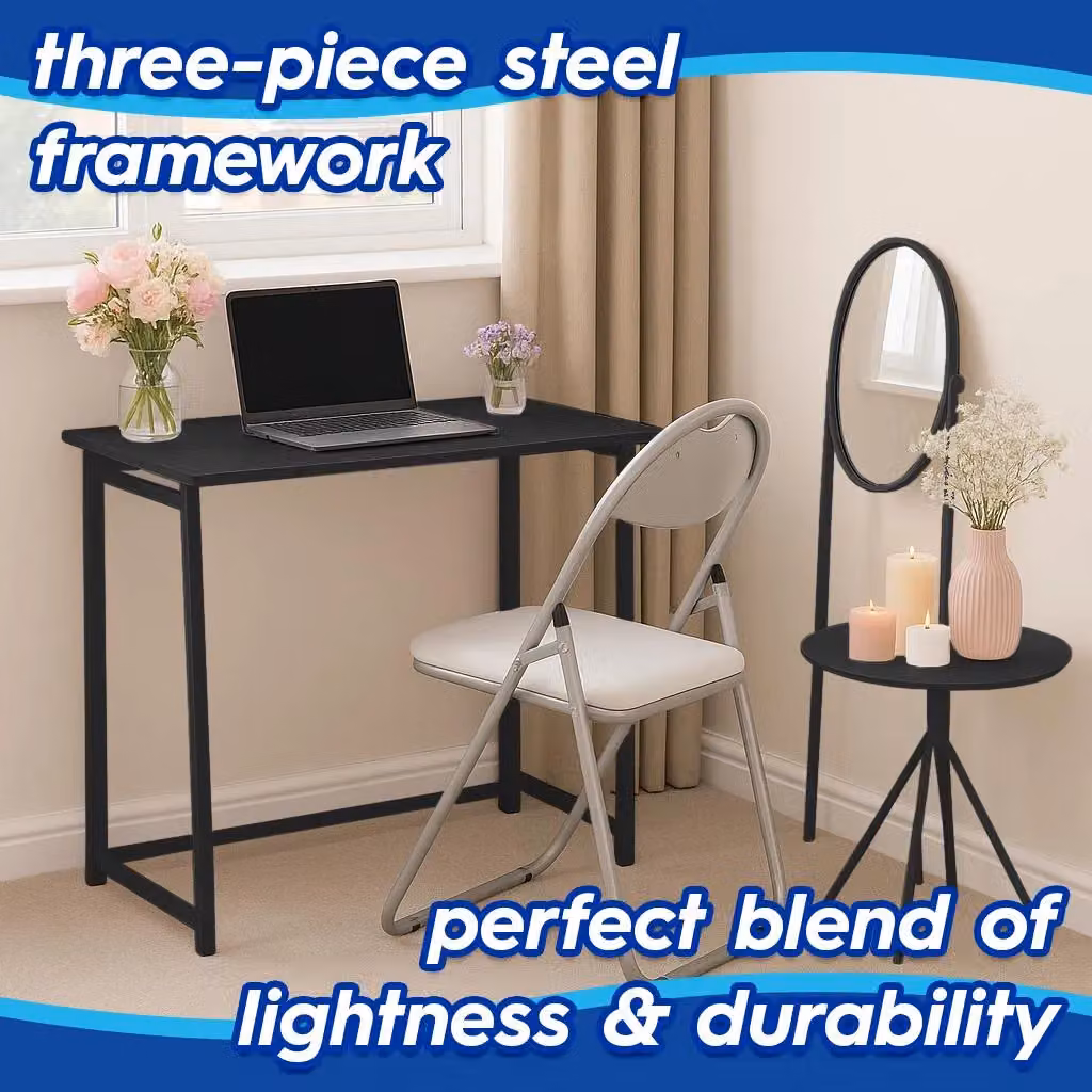 Harbour Housewares Folding Wood Desk and Chair Set in White – 2