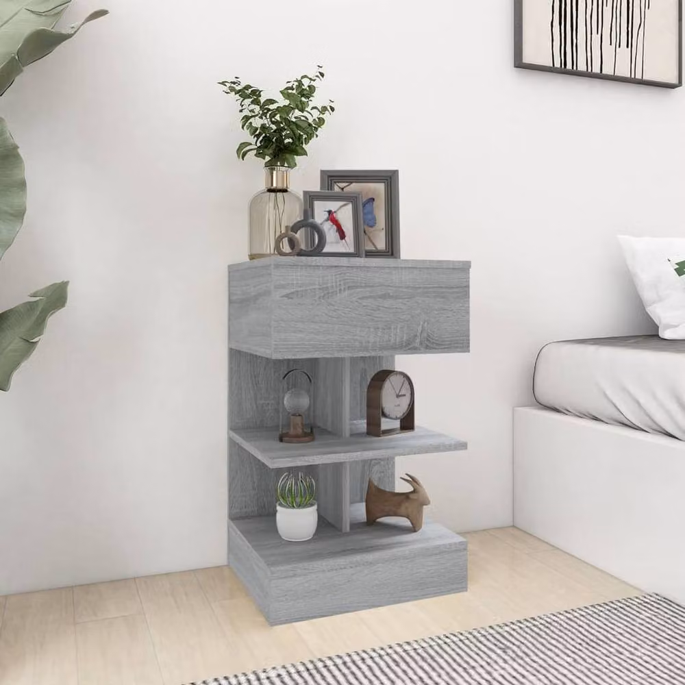 Berkfield Home Decorative Bedside Cabinet in Grey Sonoma, W/D/H: 40 x 35 x 65 cm – 2