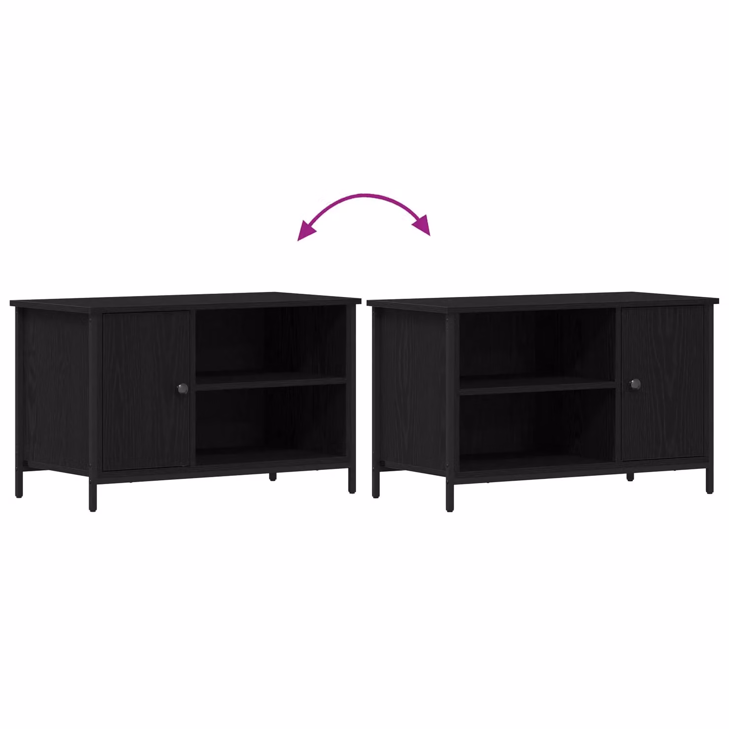 Berkfield Home Black Oak TV Cabinet with Adjustable Shelves and Media Compartments, W/D/H: 80 x 40 x 50 cm – 7