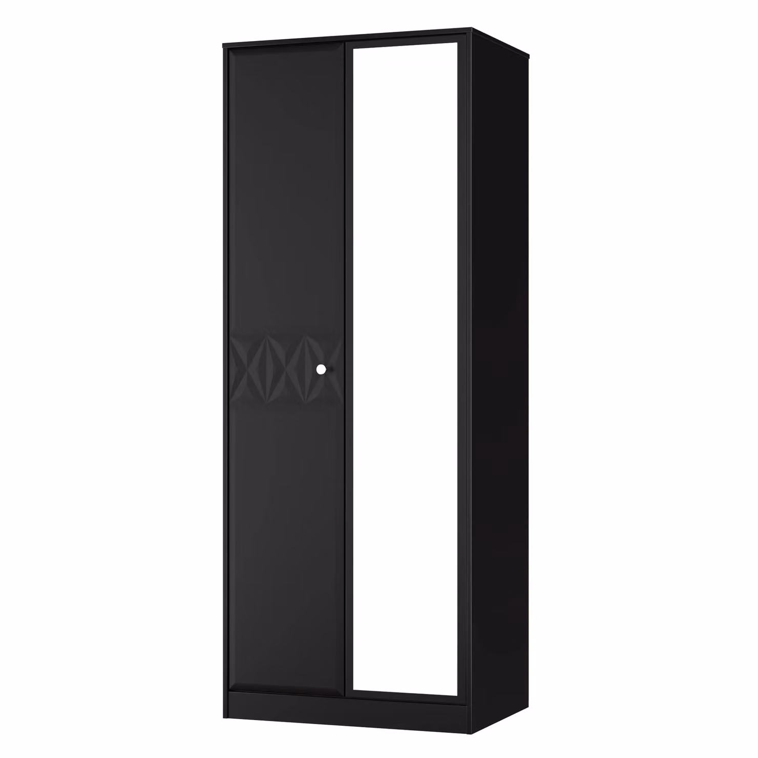 Ready Assembled 2 U Memphis Tall 2 Door Mirrored Wardrobe in Matt True Black – 2