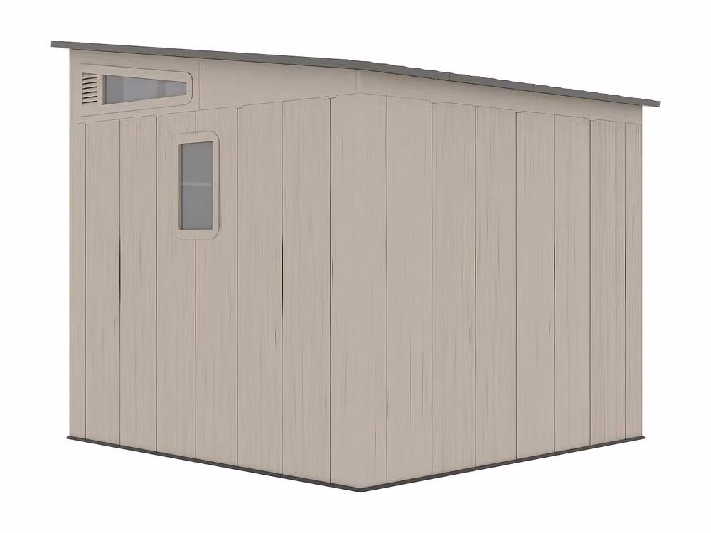 Vente-unique Resin Lean-To Garden Shed with Floor and Window in Grey – 3