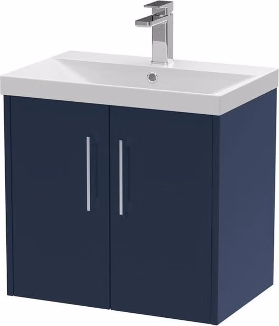 Balterley Winshill 2 Door Wall Hung Vanity Basin Unit, Blue, W: 60 cm