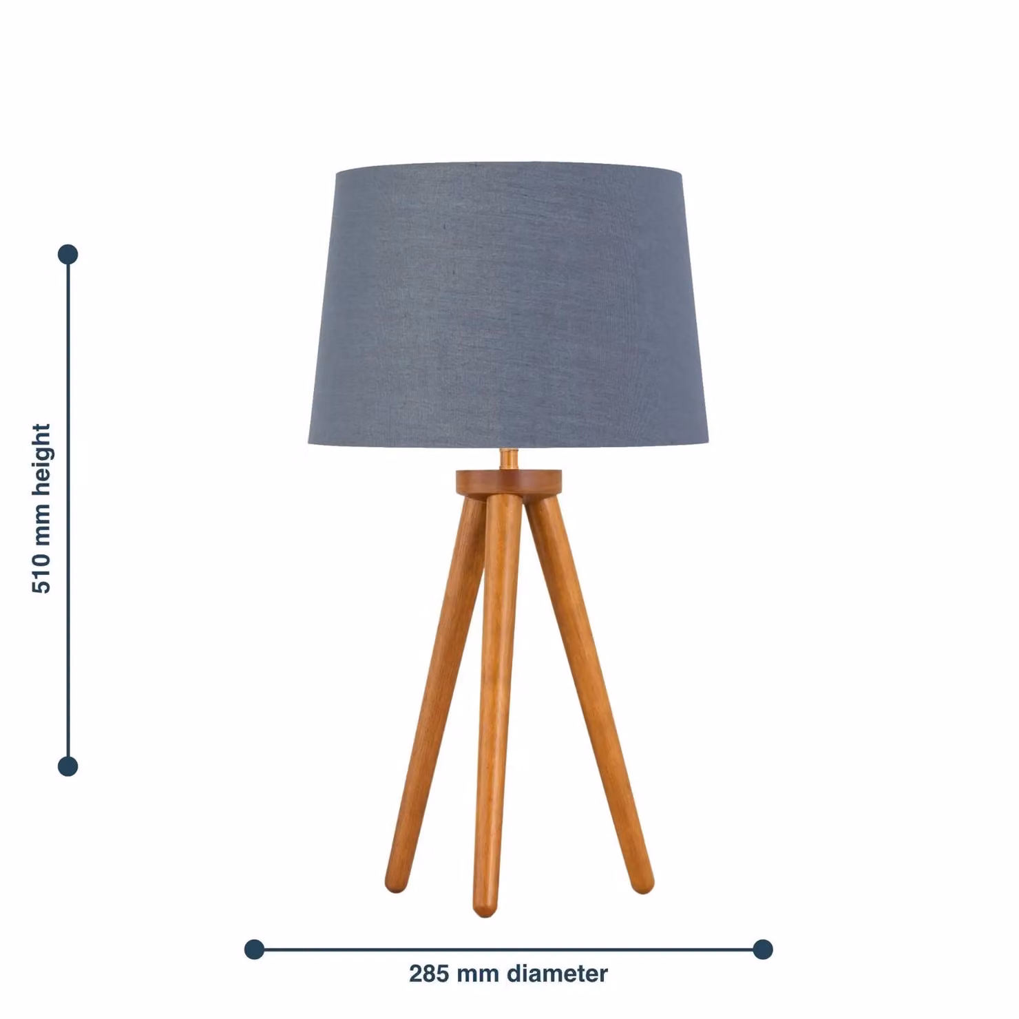 First Choice Lighting Voyage Dark Oak Table Lamp with Grey and Gold Fabric Shade in Brown, H: 51.0 cm, W: 28.5 cm, D: 28.5 cm – 3