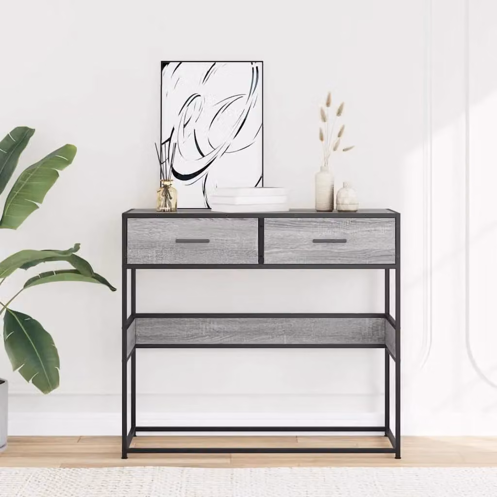Berkfield Home Console Table in Grey Sonoma, W/D/H: 90 x 35 x 80 cm – 3