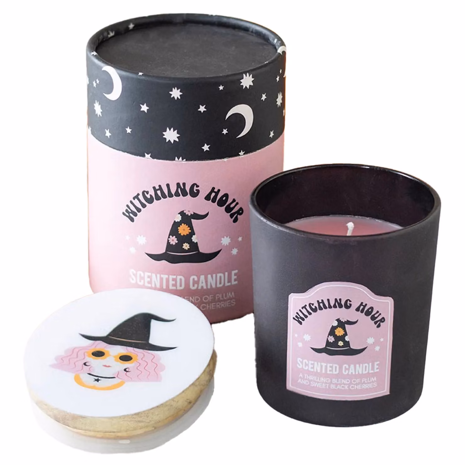 Something Different Witching Hour Plum & Black Cherry Scented Candle, Black, 28 g – 3