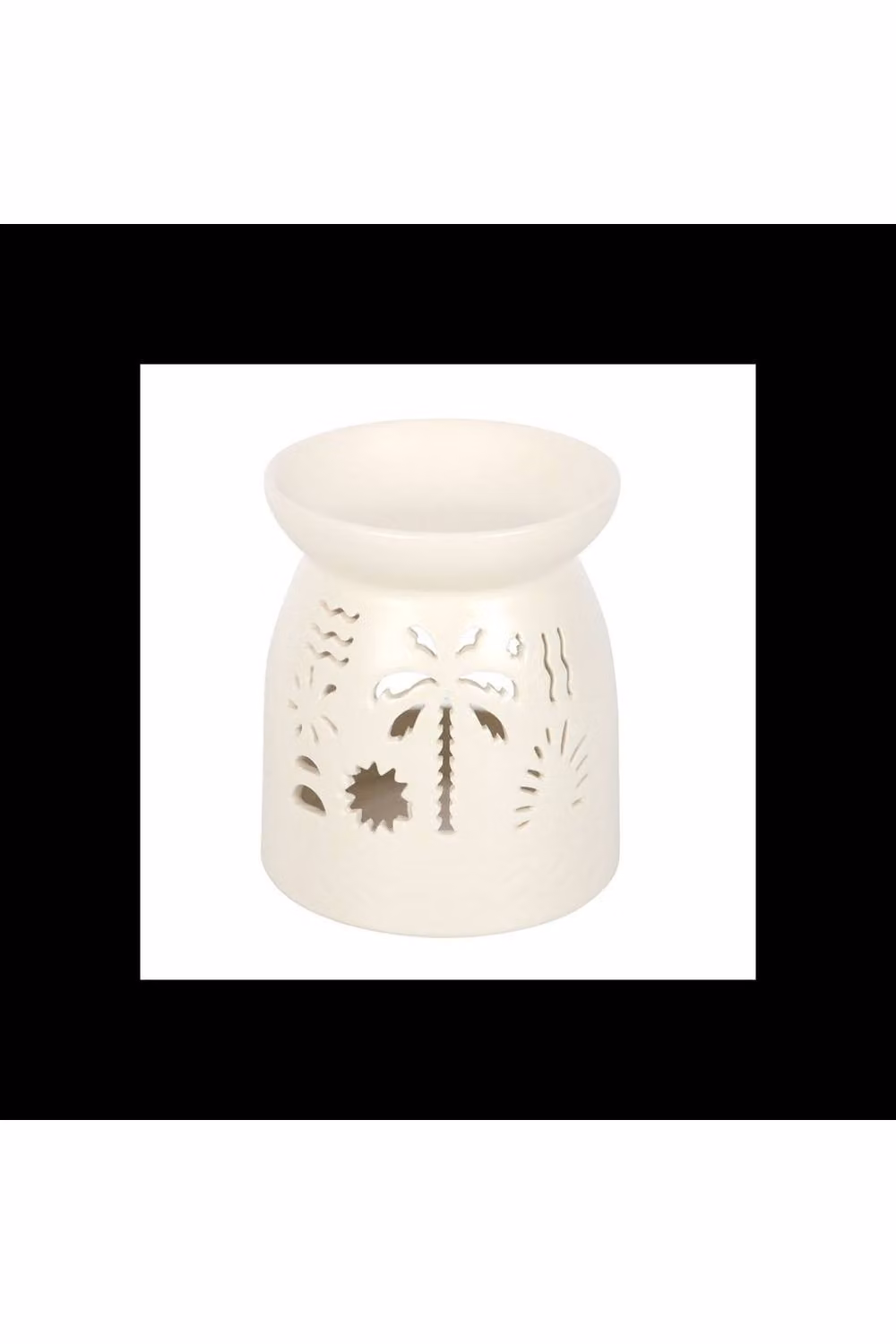 KDMD White Ceramic Beach Themed Oil Burner Fragrance Lamp with Palm and Sun Design – 2
