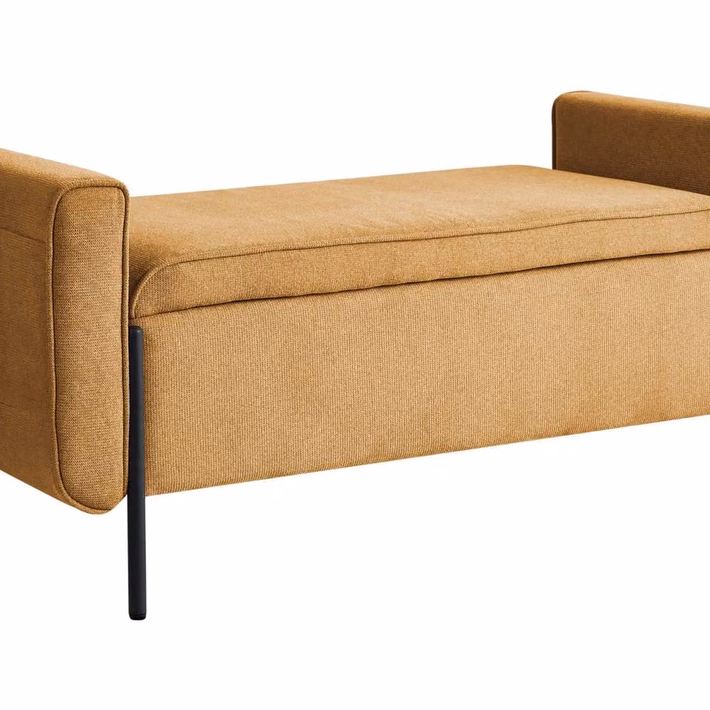 Wyld and Coco Mustard Lift Top Storage Bench in Yellow with Water Repellent Fabric and Metal Legs – 2