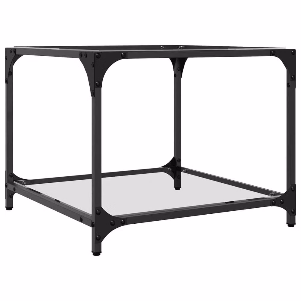 Berkfield Home Modern Square Coffee Table Set with Transparent Glass Top, 2 Pieces, W/D/H: 50 x 50 x 40 cm – 3