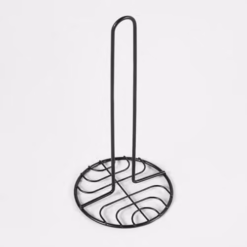 OHS Matte Black Metal Wire Freestanding Kitchen Roll Holder with Non-Slip Base