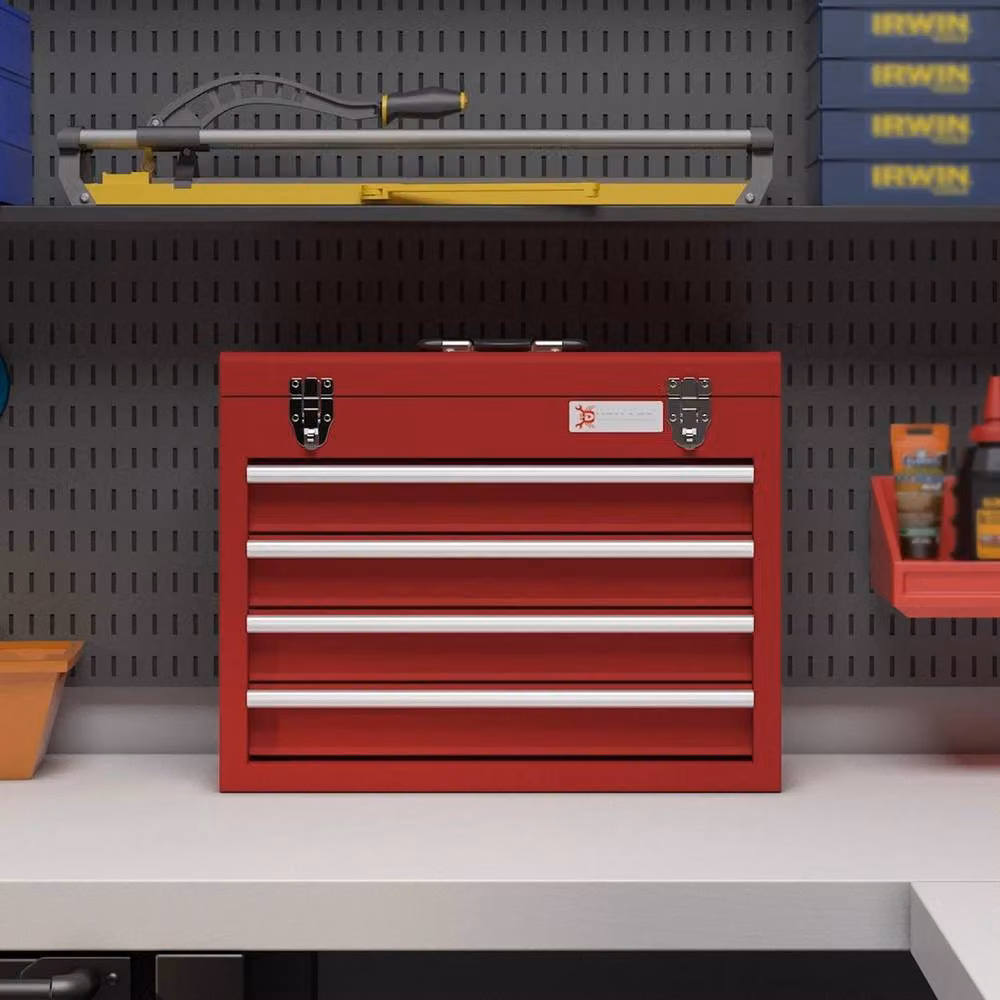 FLAVORA 4 Drawer Steel Tool Chest with Ball Bearing Slides, Red – 3