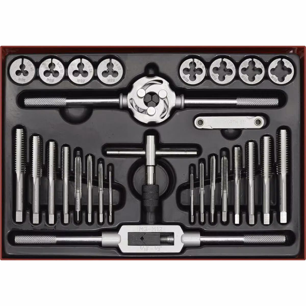 Loops 28pc Imperial Tap and Split Die Set in Silver and Multicolour Alloy Steel – 4
