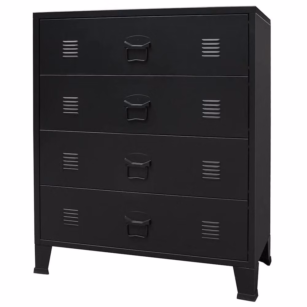 Berkfield Home Industrial Style Metal Decorative Chest of Drawers, Black, W: 78 cm, D: 40 cm, H: 93 cm – 2