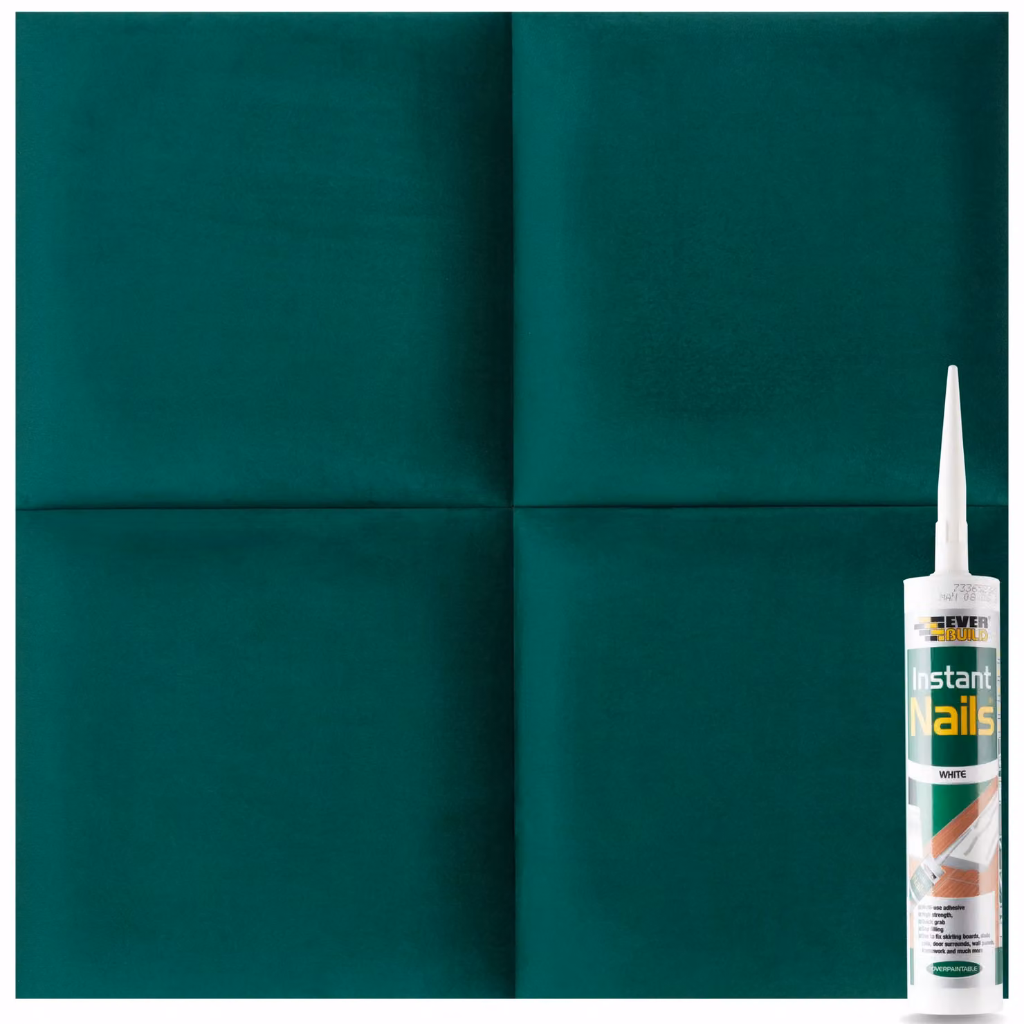 Novecrafto Set of 4 Soft Velvet Upholstered Wall Panels in Dark Green with Adhesive, W/D/H: 30 x 30 x 3 cm – 10