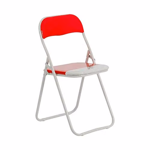 Harbour Housewares Red Padded Folding Chair with Metal Frame for Home Office, Dining Room or Kitchen – 1