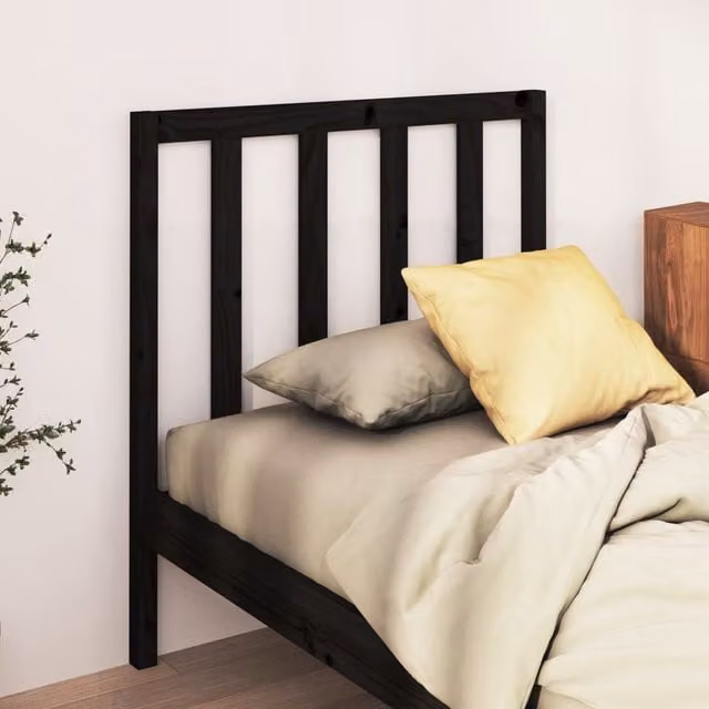 Berkfield Home Black Rustic Solid Wood Pine Bed Headboard W/D/H: 95 x 4 x 100 cm – 1