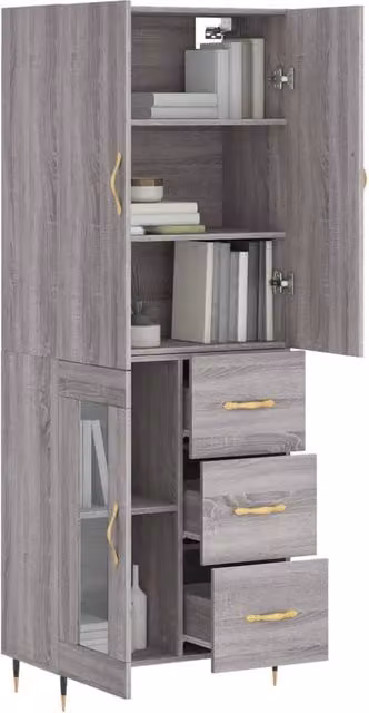 Berkfield Home Grey Sonoma Highboard W/D/H: 69.5 x 34 x 180 cm – 1