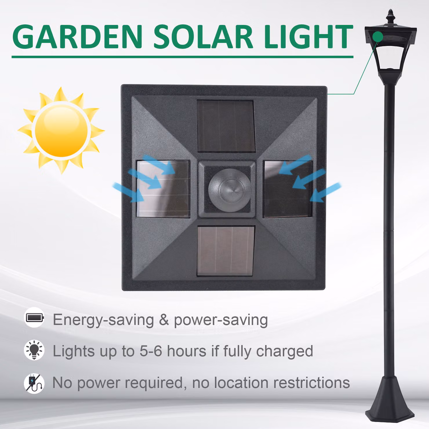 Outsunny Set of 2 Solar LED Garden Post Lamps, Black, Dimmable Bollard Lanterns with Dusk Sensor, IP44, Height: 120 cm – 4