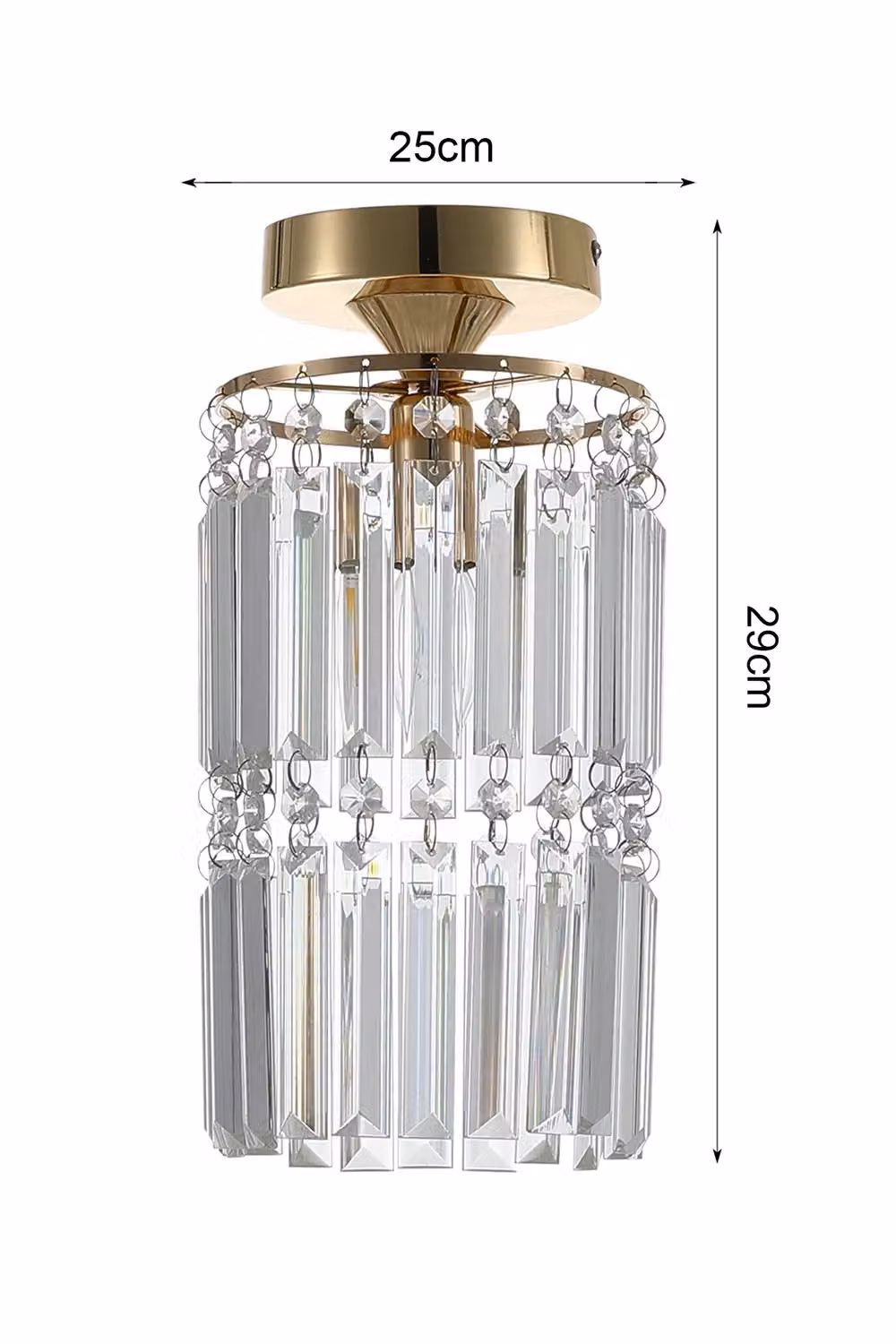 Living and Home Crystal Mount Ceiling Light in Gold/Brass – 2