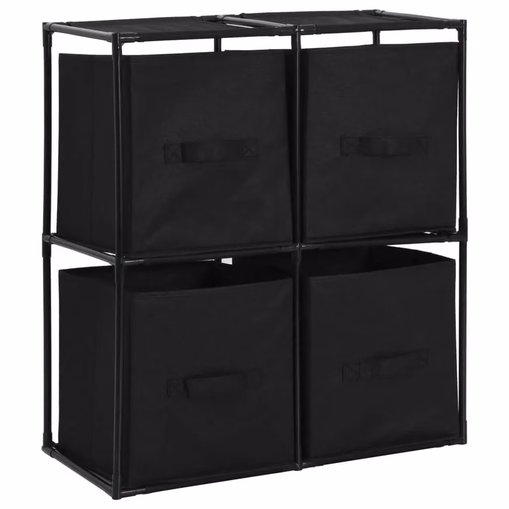 Berkfield Home Storage Cabinet with 4 Fabric Baskets, Black Steel, W: 63 cm, D: 30 cm, H: 71 cm – 2
