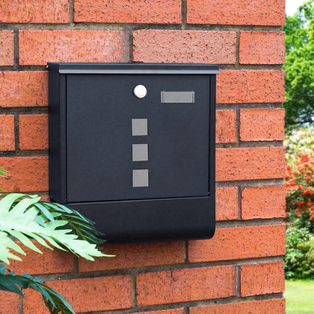KORVIXA Black Steel Wall Mounted Modern Post Box, W/H: 100 x 100 cm – 3