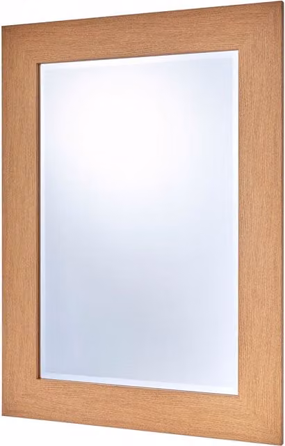 Yearn Mirrors Modern Rectangular Oak Effect Framed Wall Mirror in Brown, W: 75.5 cm, H: 103.5 cm