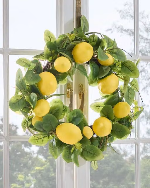 Dibor Classic Lemon Summer Door Wreath in Yellow, Diameter: 50 cm