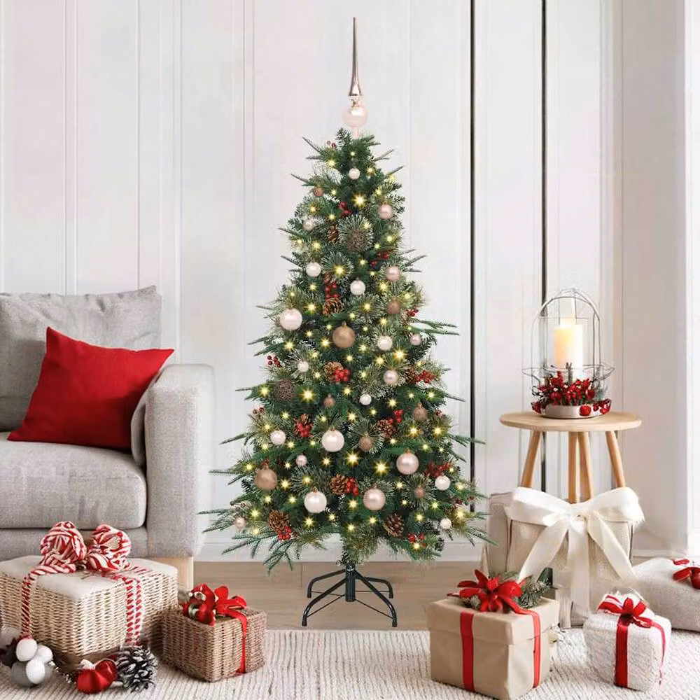 Berkfield Home Elegant Artificial Hinged Christmas Tree in Green, Height: 150 cm – 2