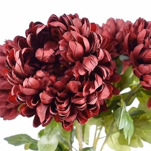 Red Chrysanthemum Leaf Design Artificial Textile Flowers – 3