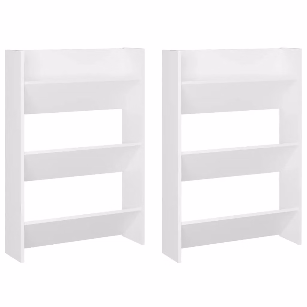 Berkfield Home Set of 2 White Wall Mounted Shoe Cabinets with Tilting Compartments, W/D/H: 60 x 18 x 90 cm – 2