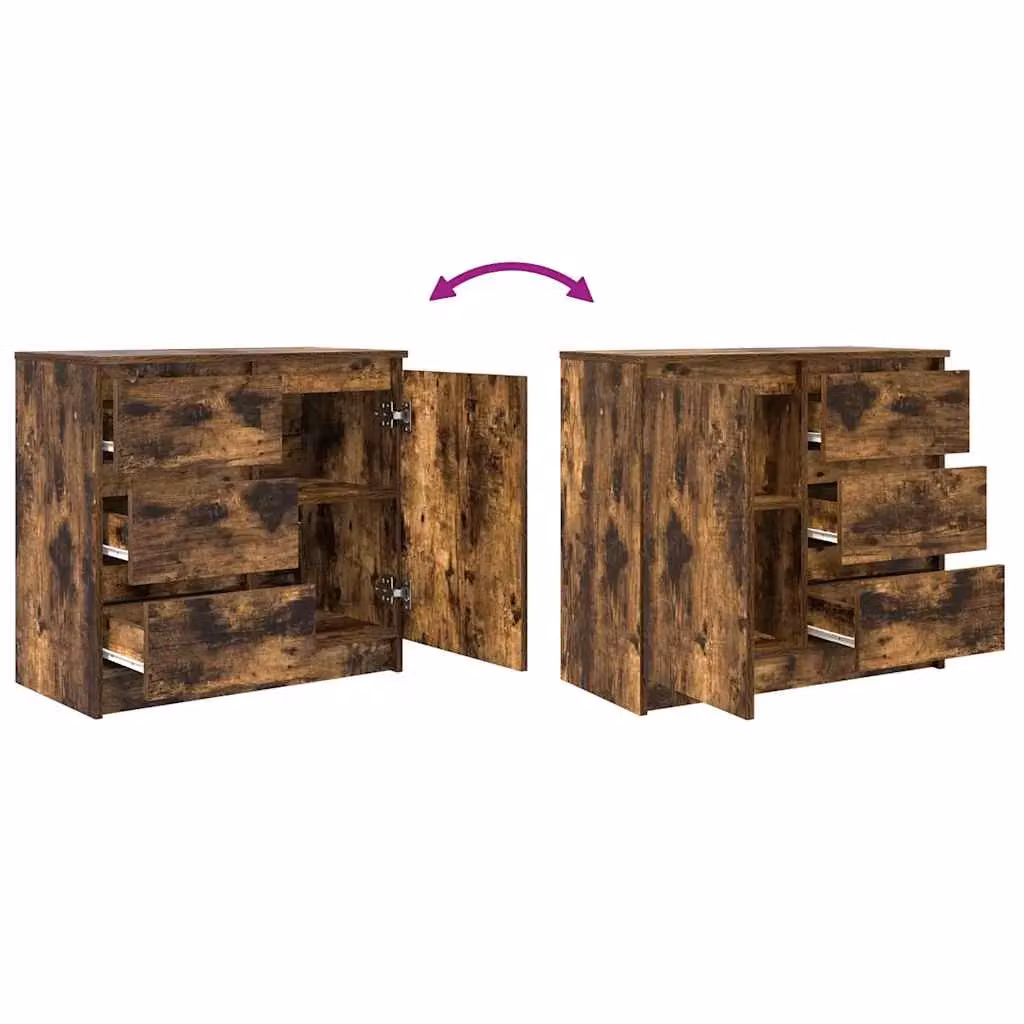 Berkfield Home Smoked Oak Sideboard with Drawer in Brown, W/D/H: 71 x 35 x 65 cm – 5