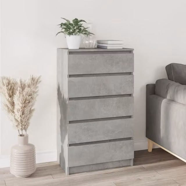 Berkfield Home Modern Drawer Cabinet in Concrete Grey, W/D/H: 60 x 36 x 103 cm