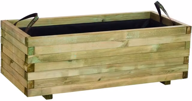 Cerland Wooden Planter Tub in Brown, Yellow and Green, W/D/H: 110 x 110 x 110 cm