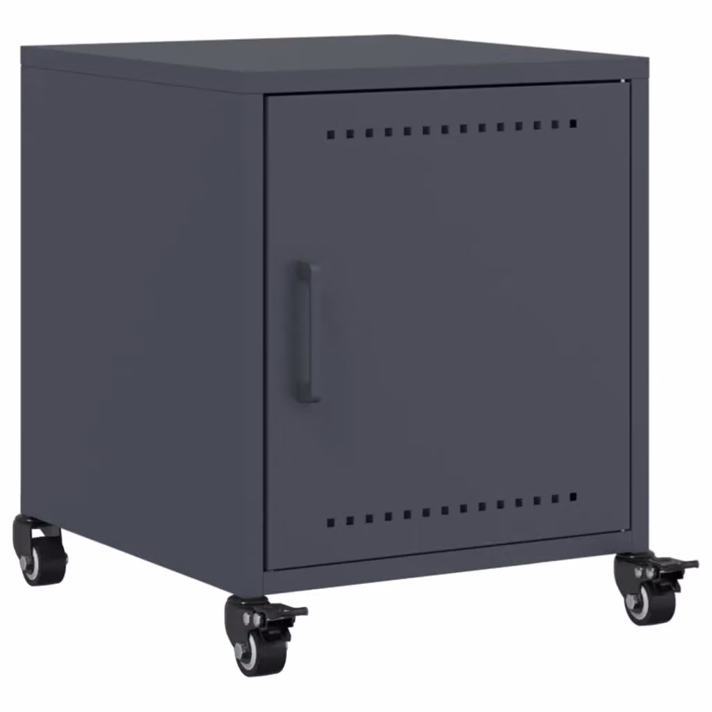 Berkfield Home Anthracite Bedside Cabinet in Black Metal, W/D/H: 36 x 39 x 43.5 cm – 2