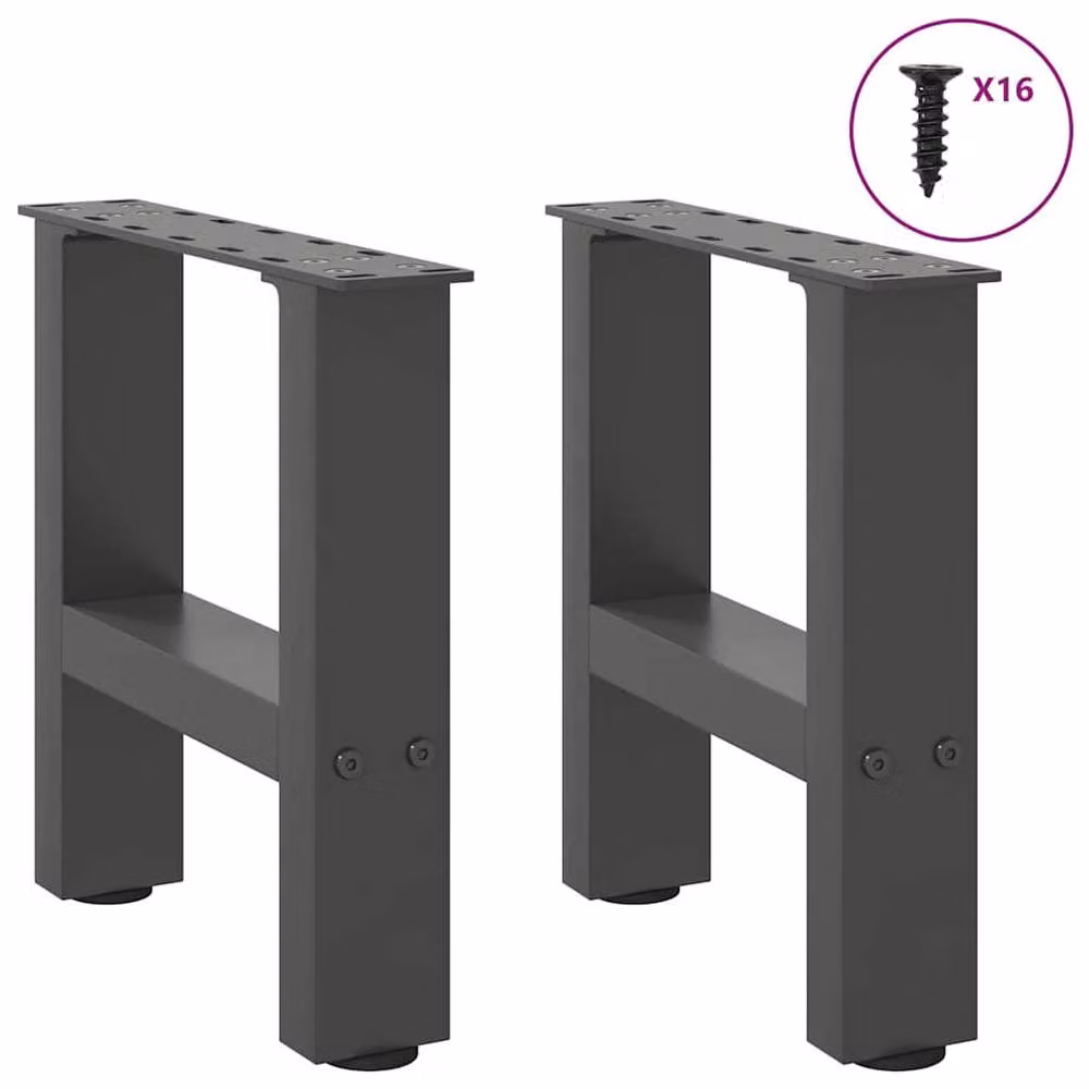 Berkfield Home Steel Coffee Table Legs in Anthracite and Black, 2 Pieces, H: 30 cm x W: 30 cm – 4