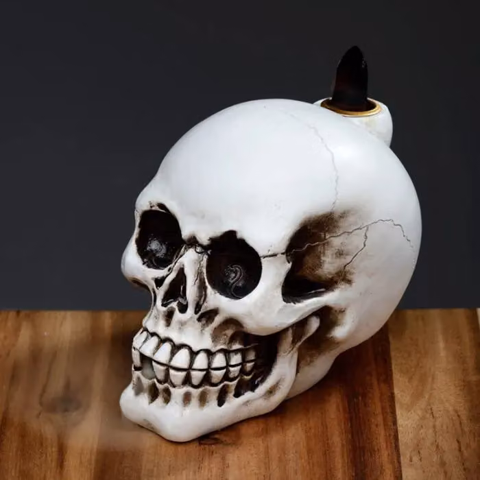 KDMD Skull Backflow Incense Burner in White and Multicolour – 3