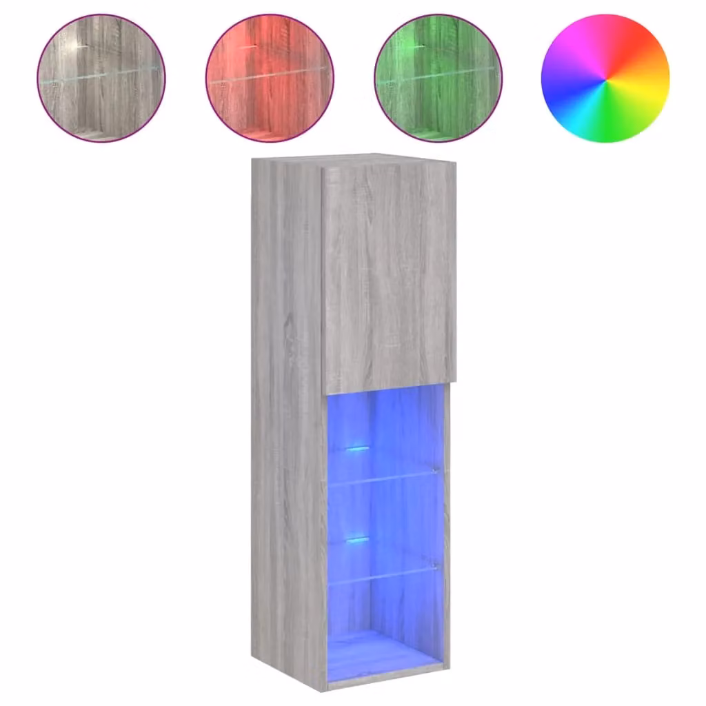 Berkfield Home TV Cabinet with LED Lights in Grey Sonoma, W/D/H: 30.5 x 30 x 102 cm – 2