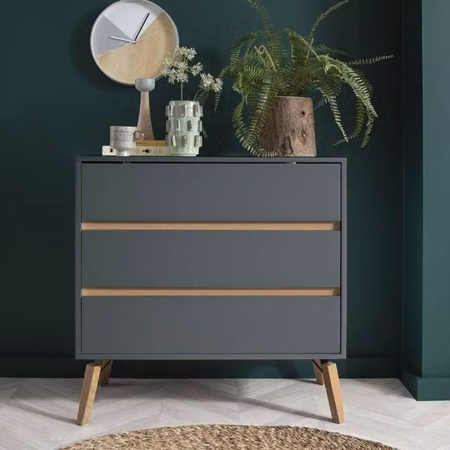 Nöa and Nani Otto Wide 3 Drawer Chest of Drawers in Grey