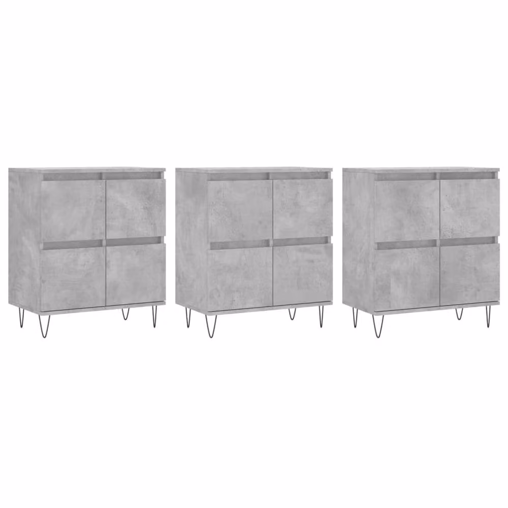 Berkfield Home 3-Piece Industrial Sideboard Set in Concrete Grey Engineered Wood – 3