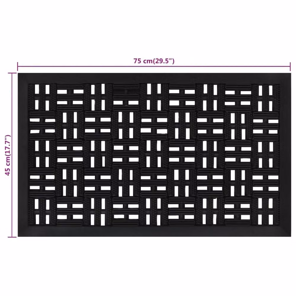 Berkfield Home Rectangular Rubber Door Mat, Black, W: 45 cm, L: 75 cm – 5