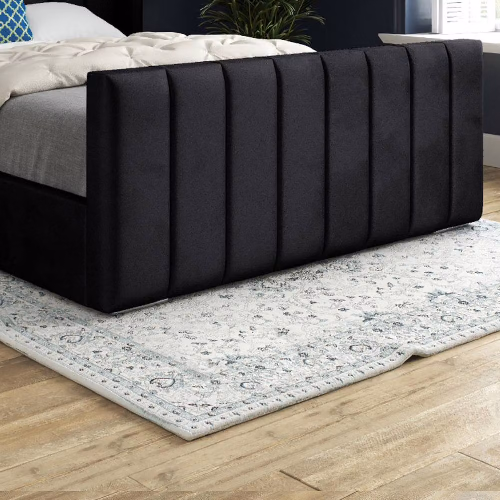 Casani Shildon Upholstered Designer Bed Frame in Black Velvet, W/D/H: 137 x 120 x 200 cm – 5