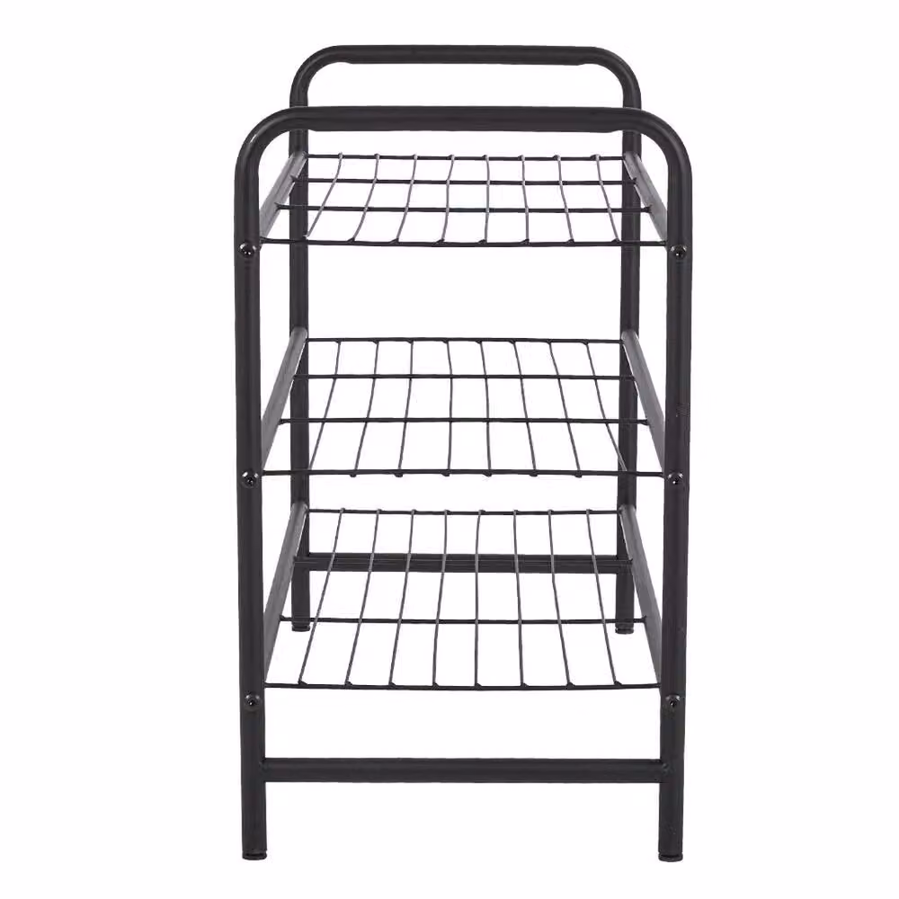 VOGREX 3 Tier Metal Shoe Rack in Black for Hallway Storage – 2