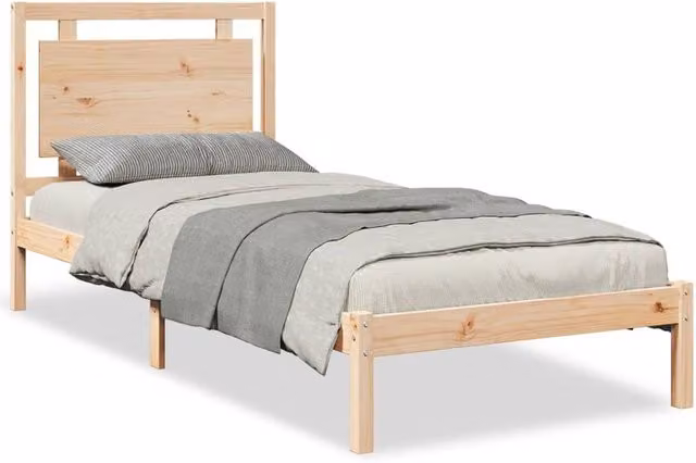 Berkfield Home Extra Long Solid Wood Bed Frame in Beige, W/D/H: 100 x 210 cm