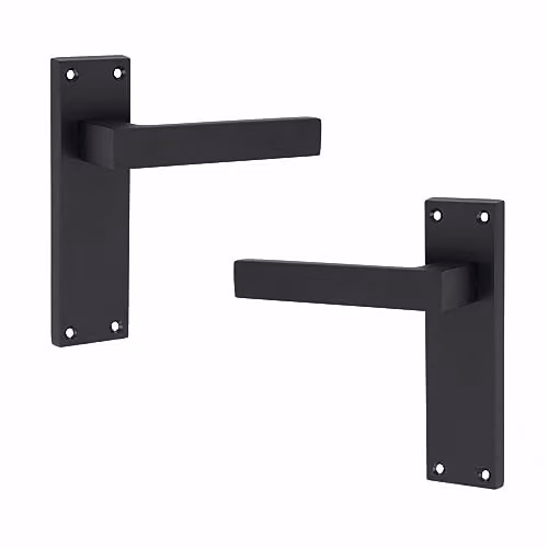 Golden Grace Straight Delta Latch Door Handles, 1 Pair, Matt Black, 150mm – 2