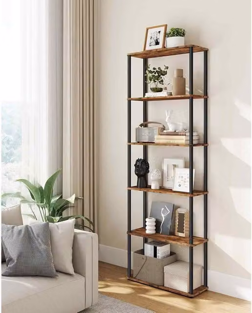 The Bazaarist 6 Tier Industrial Storage Rack in Rustic Brown and Ink Black