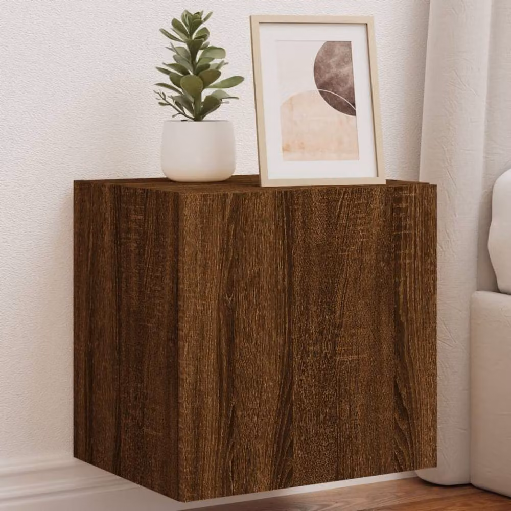 Berkfield Home Modern Wall Mounted TV Cabinet with Integrated LED Lights in Brown Oak, W/D/H: 40.5 x 35 x 40.5 cm – 2