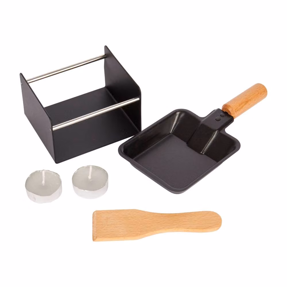 Artesa Set of 2 Raclette Pans with Burner Stands in Grey and Black – 3