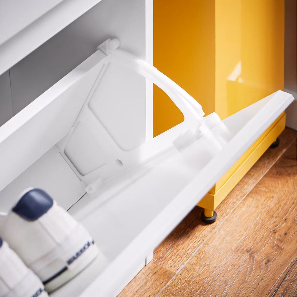 SoBuy Slim White Modern Shoe Cabinet with Tilting Compartments – 3