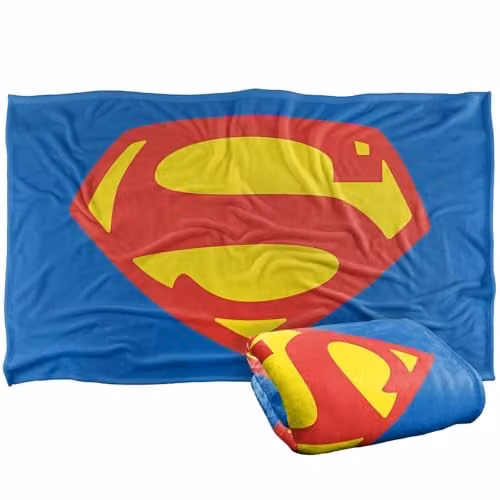 LOGOVISION Superman 1952 Shield Super Soft Silky Touch Fleece Throw Blanket, Multicolour, W: 91.44 cm x D: 147 cm